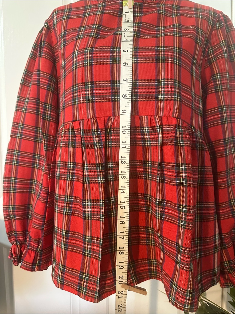 Red Plaid Ruffle-Yoke Top - Picture 3 of 6
